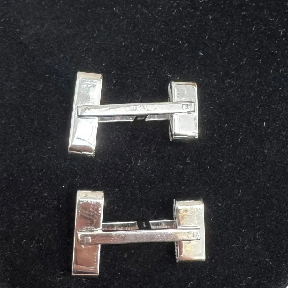 ERMENEGILDO ZEGNA STERLING SILVER & PURPLE CUFFLINKS